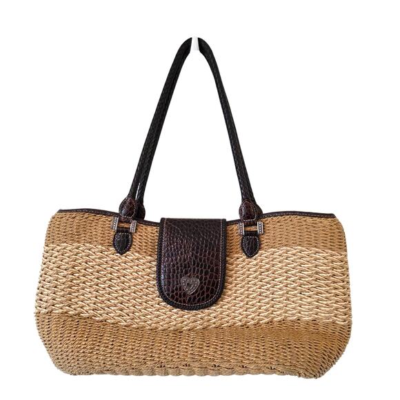 Brighton Woven Straw Shoulder Bag Tote Bag Tan Brown - Picture 1 of 5